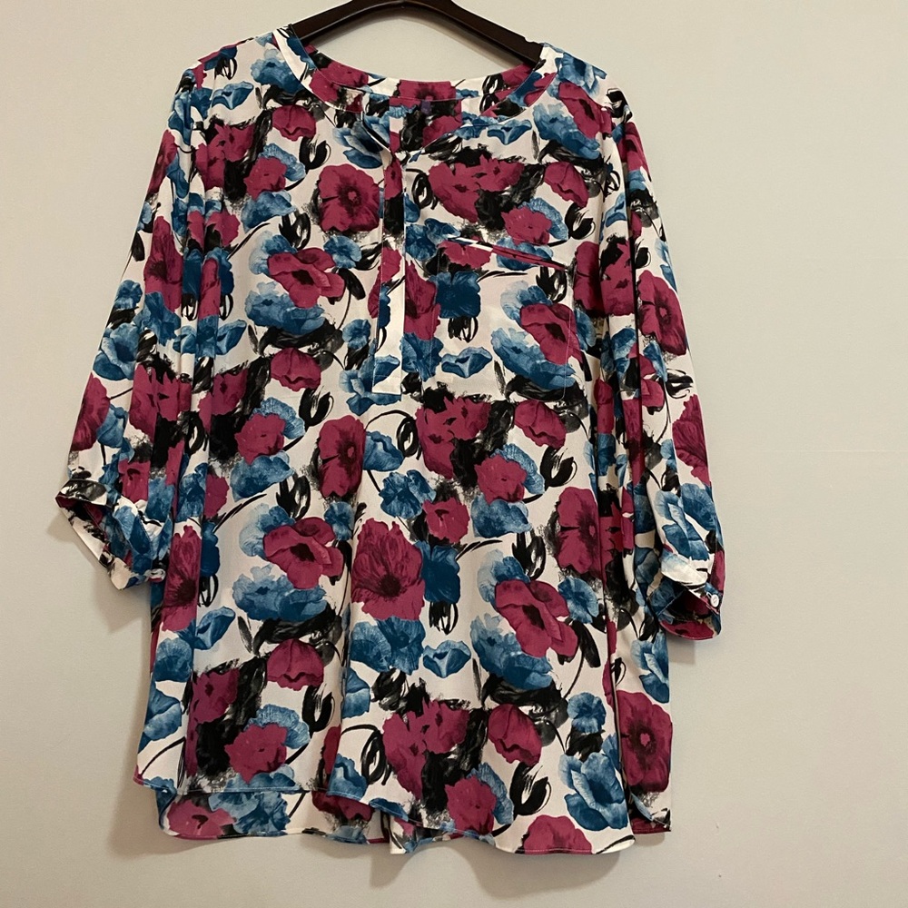 NYDJ Plus Size 3/4 sleeve Floral Blouse